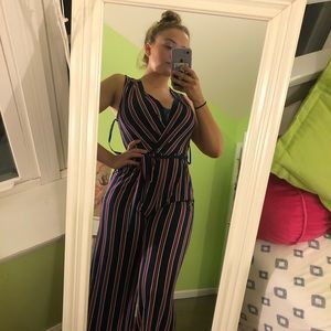 Striped Blue and Red Jumpsuit